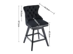 Juego de 2 taburetes de bar giratorios en terciopelo - Patas de madera - Negro