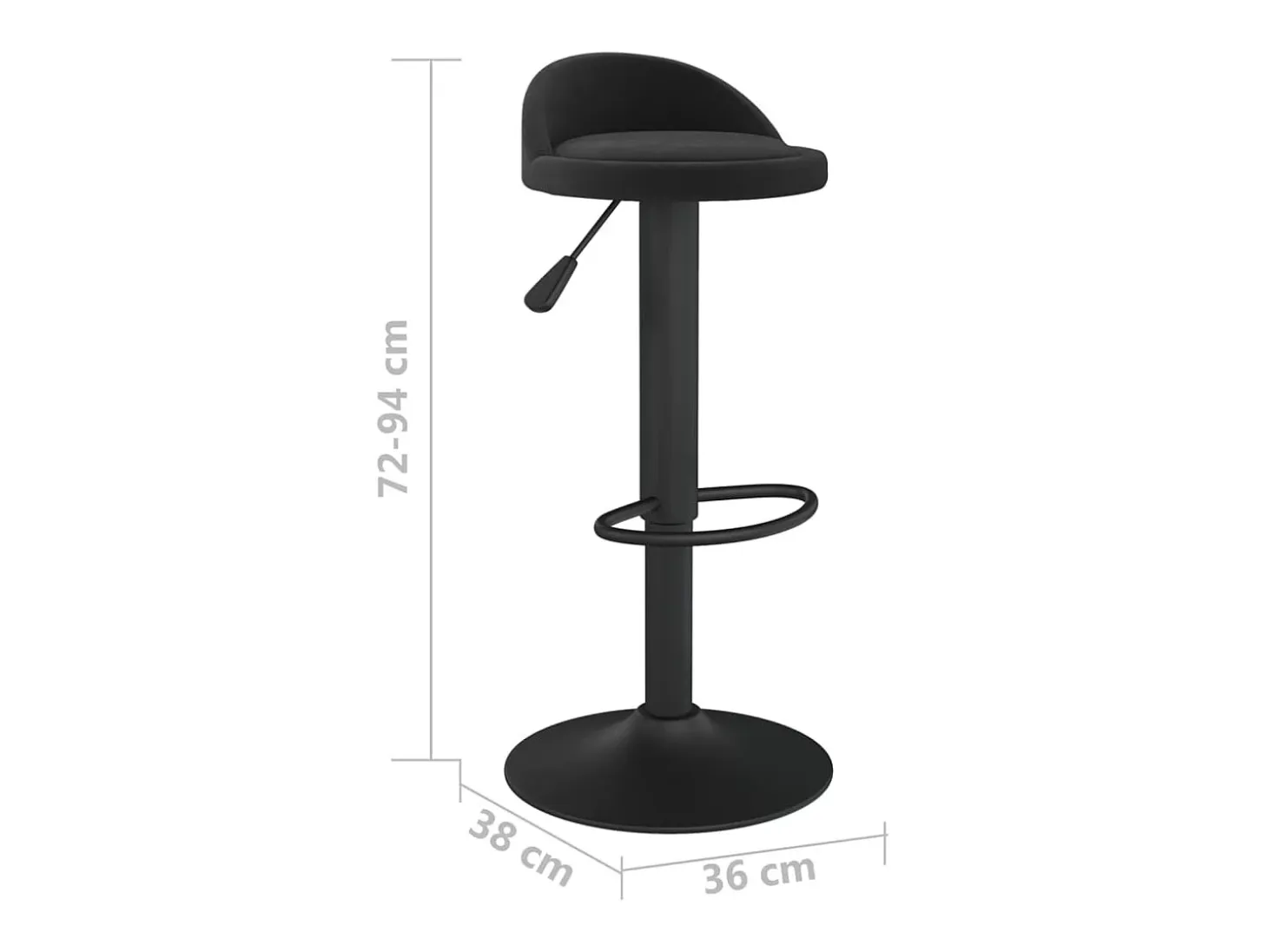 Juego de 2 taburetes de bar de terciopelo negro