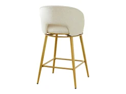 Juego de 2 taburetes de bar giratorios en tejido de chenilla beige - Estructura de metal dorado