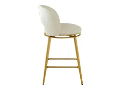 Juego de 2 taburetes de bar giratorios en tejido de chenilla beige - Estructura de metal dorado