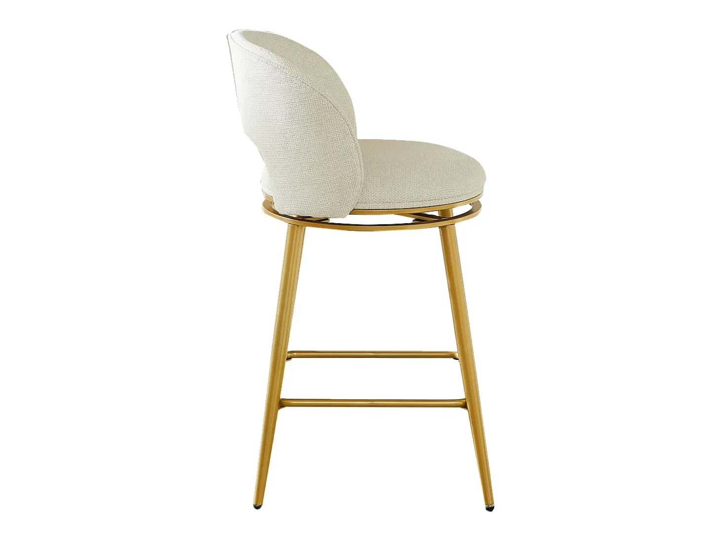 Juego de 2 taburetes de bar giratorios en tejido de chenilla beige - Estructura de metal dorado