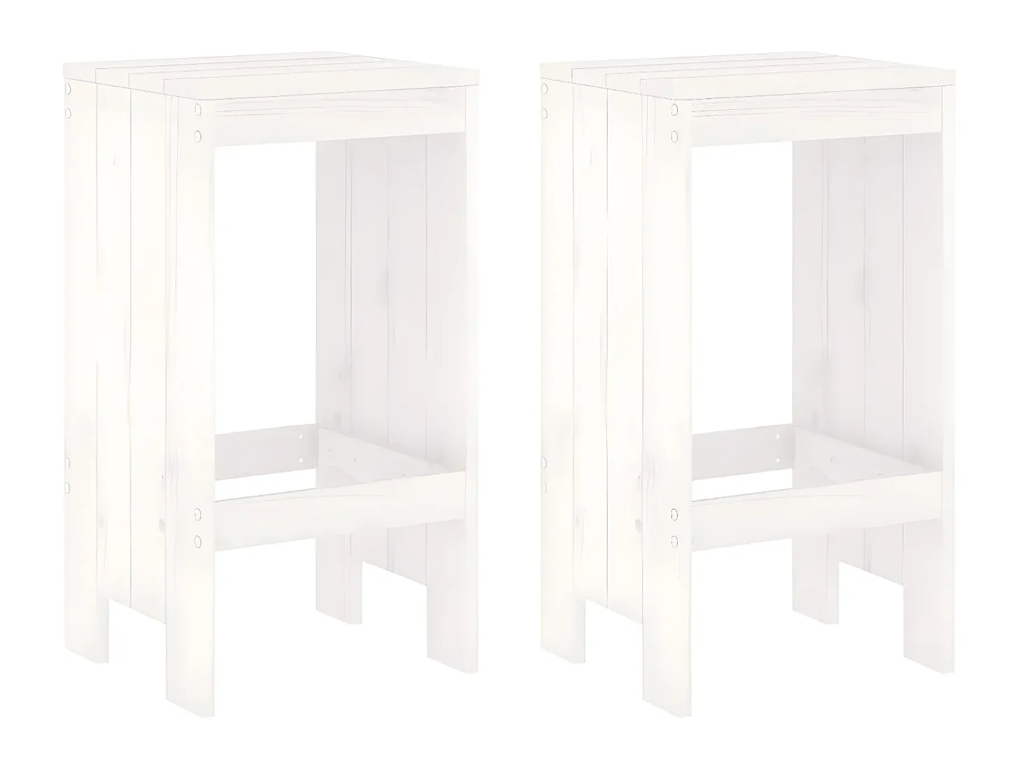 Juego de 2 Taburetes de cocina madera maciza pino blanco 40x36x75 cm ES38673