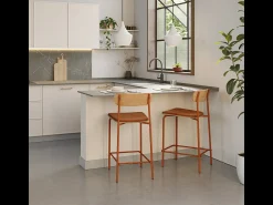 Juego de 2 taburetes de madera con asiento acolchado 41x48 h94 cm