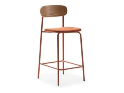 Juego de 2 taburetes de madera con asiento acolchado 41x48 h94 cm