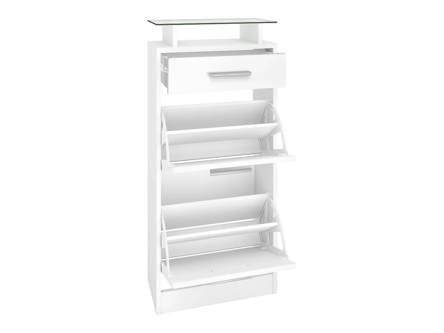Juego de Armario Loret V2 Mini, Carcasa en Blanco mate / Frente en Gris alto brillo