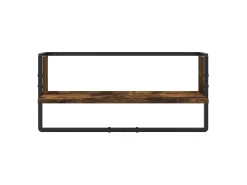 Juego de estantería de pared con barras 4 piezas roble ahumado