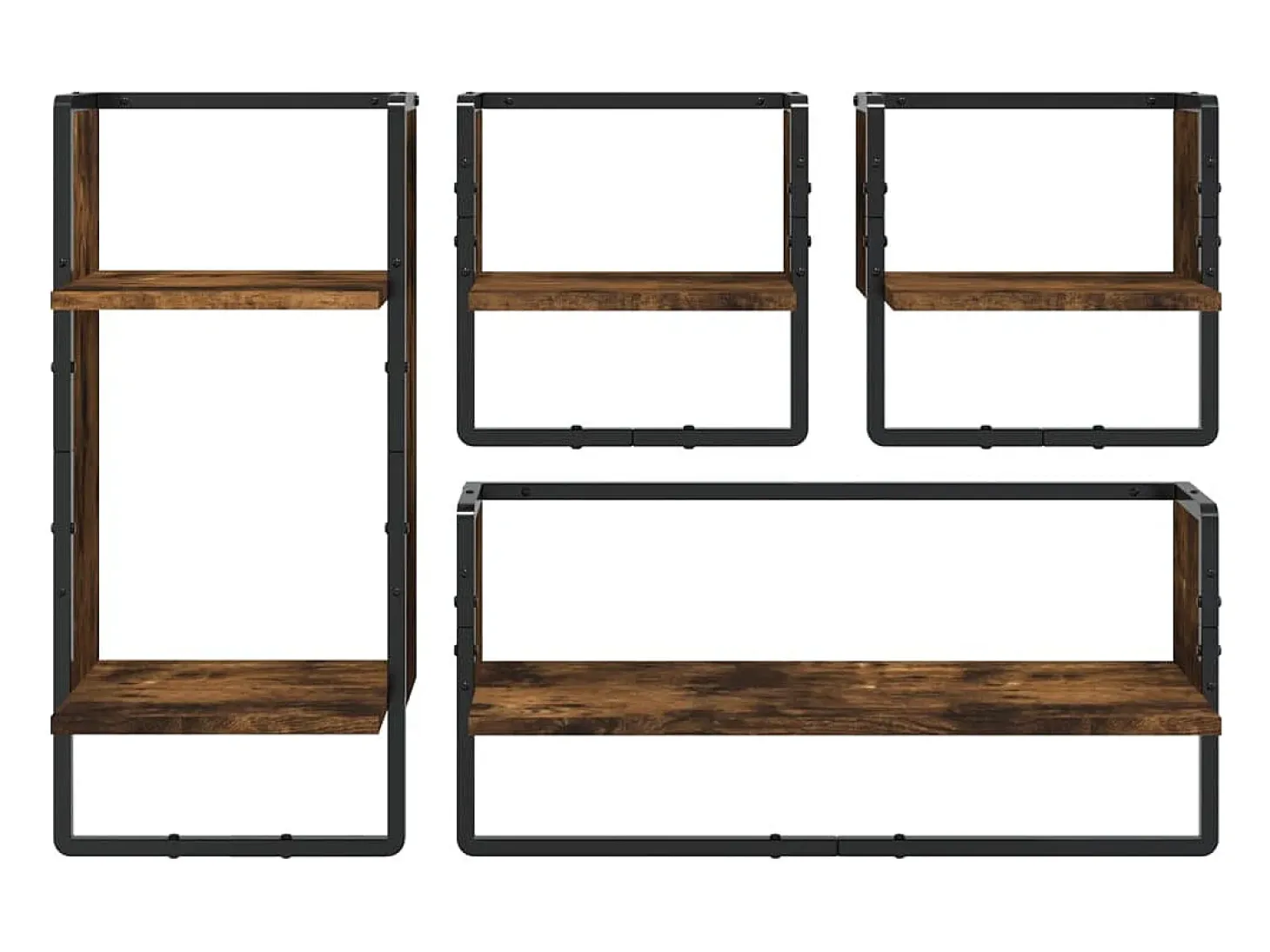 Juego de estantería de pared con barras 4 piezas roble ahumado