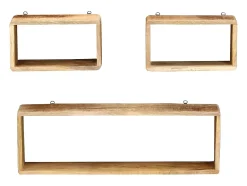 Juego de estantes cubo de pared 3 piezas madera maciza de mango ES861432