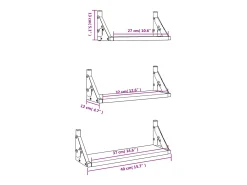 Juego de estantes de pared de 3 piezas de madera de ingeniería de roble ahumado