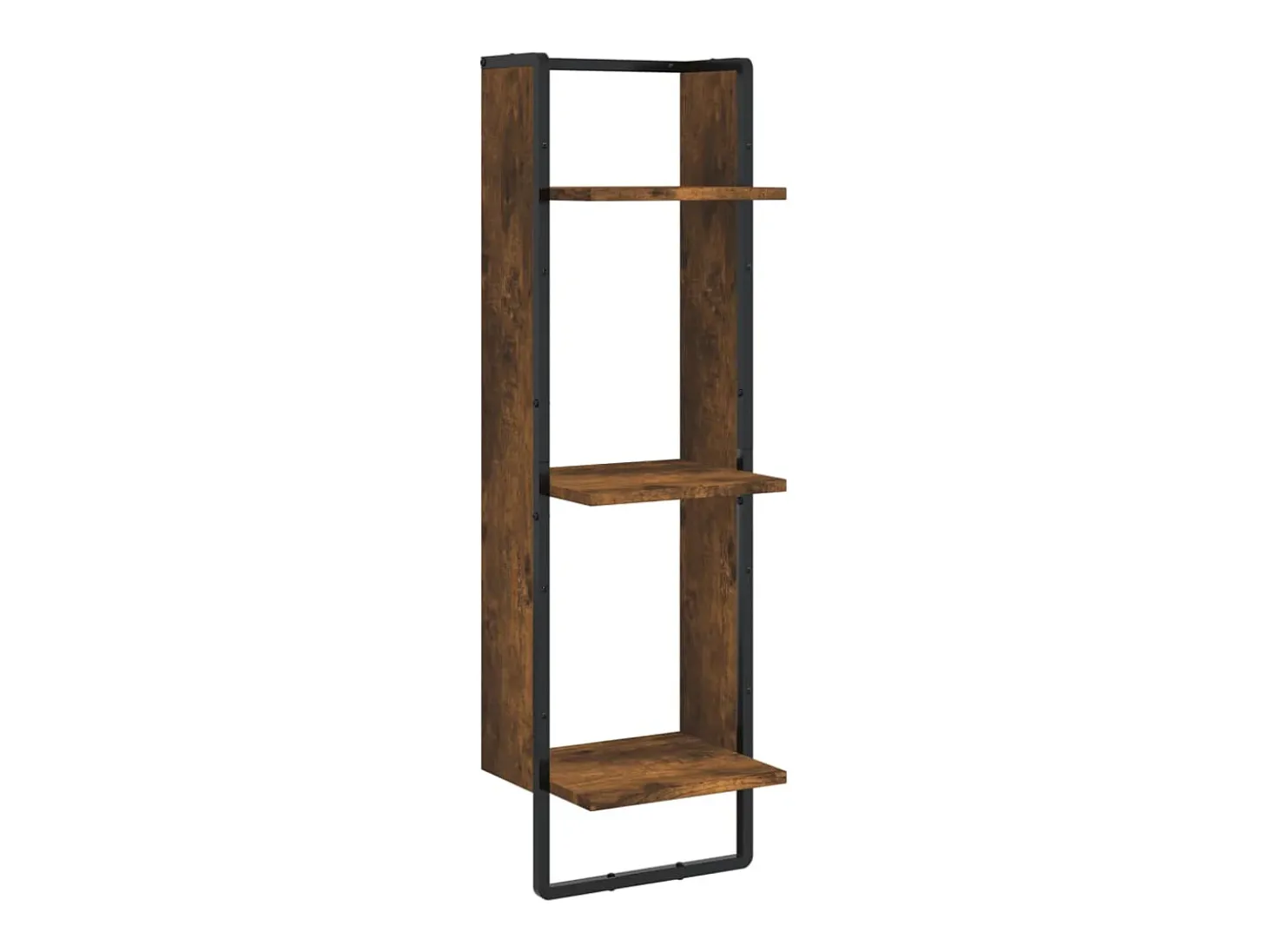 Juego de estantes de pared de 6 piezas con barras, roble ahumado
