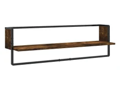 Juego de estantes de pared de 6 piezas con barras, roble ahumado