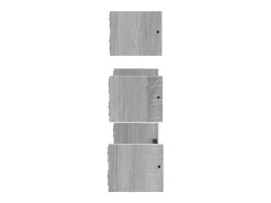 Juego de estantes de pared de 3 piezas con barras en gris Sonoma