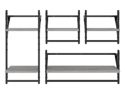 Juego de estantes de pared de 4 piezas con barras, gris Sonoma