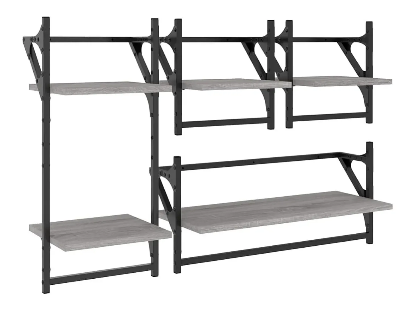 Juego de estantes de pared de 4 piezas con barras, gris Sonoma
