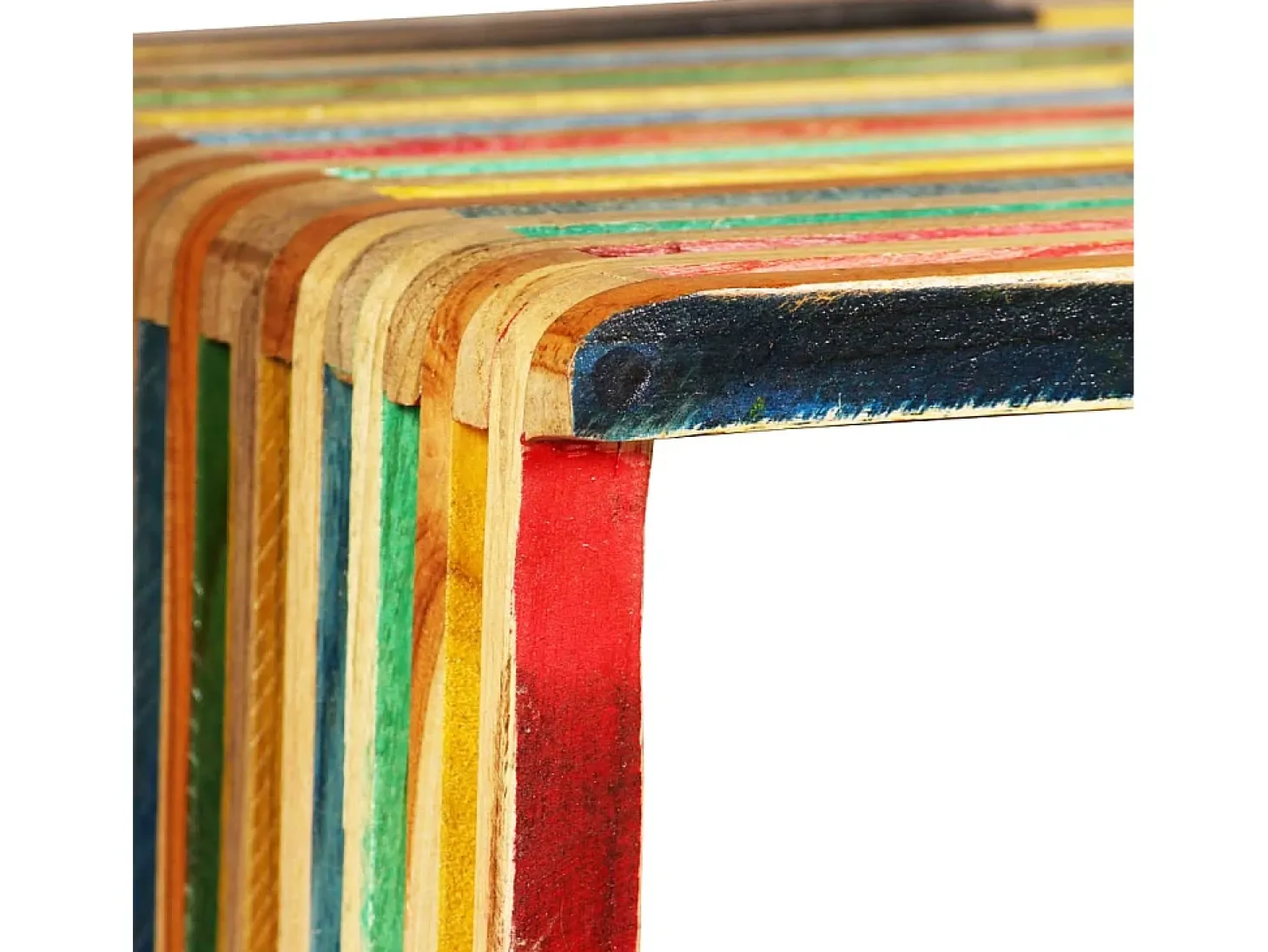 Juego de estantes de pared de 3 piezas, teca maciza reciclada, multicolor