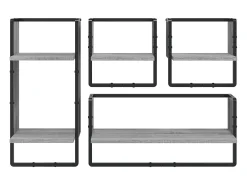 Juego de estantes de pared de 4 piezas con barras, gris Sonoma