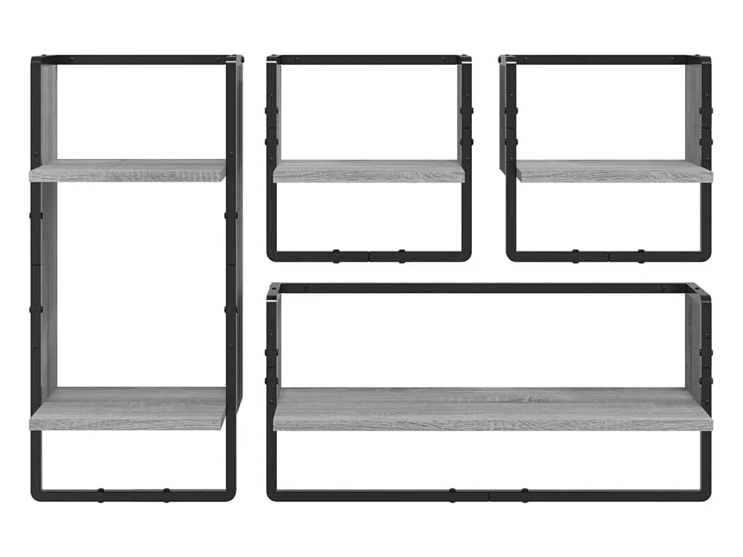 Juego de estantes de pared de 4 piezas con barras, gris Sonoma