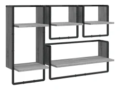 Juego de estantes de pared de 4 piezas con barras, gris Sonoma