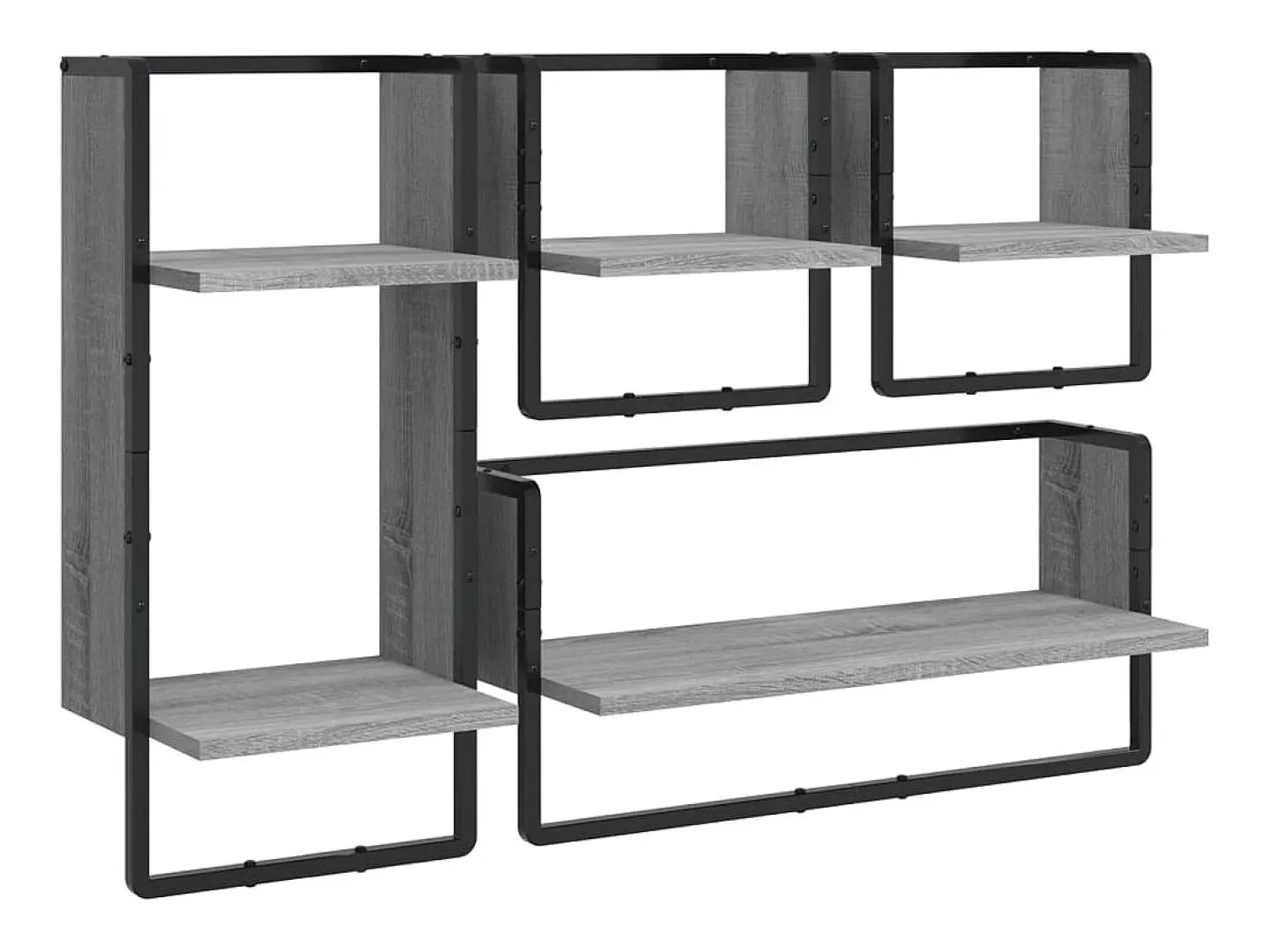Juego de estantes de pared de 4 piezas con barras, gris Sonoma