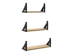 Juego de estantes de pared de 3 piezas de madera de ingeniería de roble Sonoma