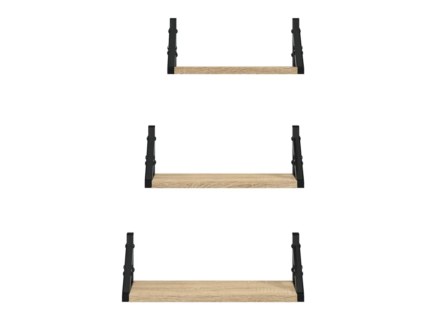 Juego de estantes de pared de 3 piezas de madera de ingeniería de roble Sonoma
