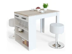 Juego de mesa de comedor sonoma/blanco 67x100x77.5 repose