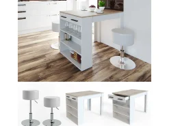 Juego de mesa de comedor sonoma/blanco 67x100x77.5 repose