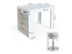 Juego de mesa de comedor blanco 67x100x77.5 repose