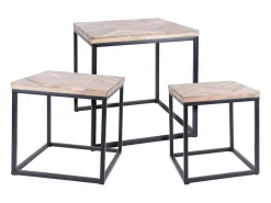 Juego de mesas auxiliares 3 piezas madera de teca