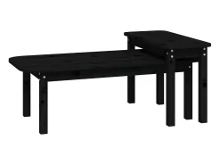 Juego de mesas de centro 2 piezas madera maciza de pino negro