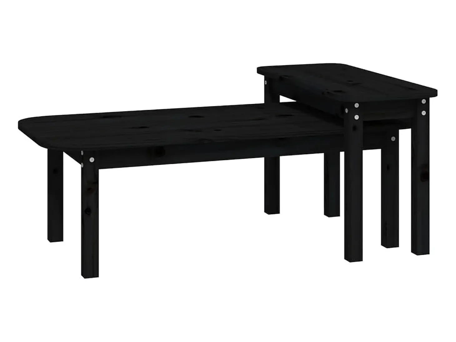 Juego de mesas de centro 2 piezas madera maciza de pino negro