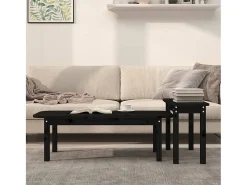 Juego de mesas de centro 2 piezas madera maciza de pino negro