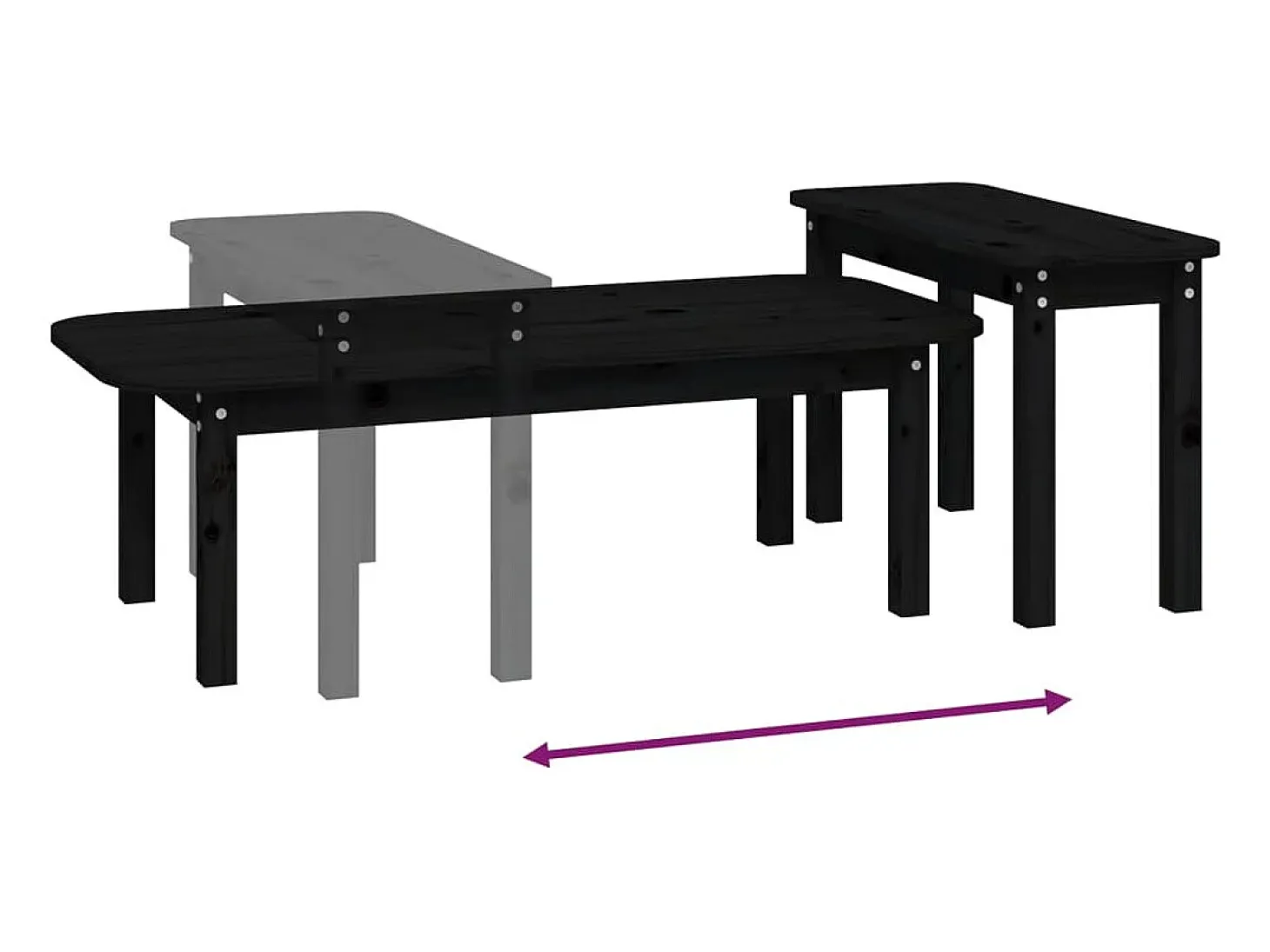 Juego de mesas de centro 2 piezas madera maciza de pino negro