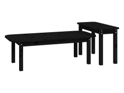Juego de mesas de centro 2 piezas madera maciza de pino negro
