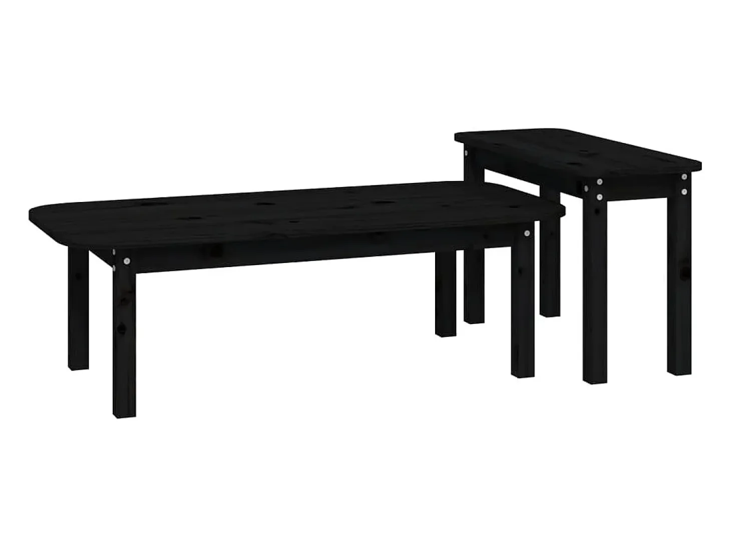 Juego de mesas de centro 2 piezas madera maciza de pino negro