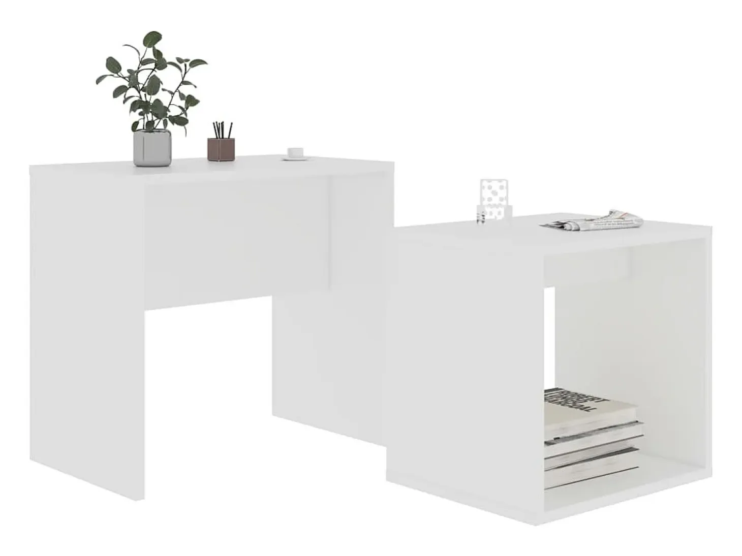 Juego de mesas de centro madera contrachapada blanco 48x30x45cm