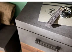 Juego de muebles de entrada de 2 piezas en roble oscuro y gris con espejo Orcel