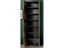 Juego de muebles de entrada de 3 piezas en roble oscuro y gris con espejo Orcel