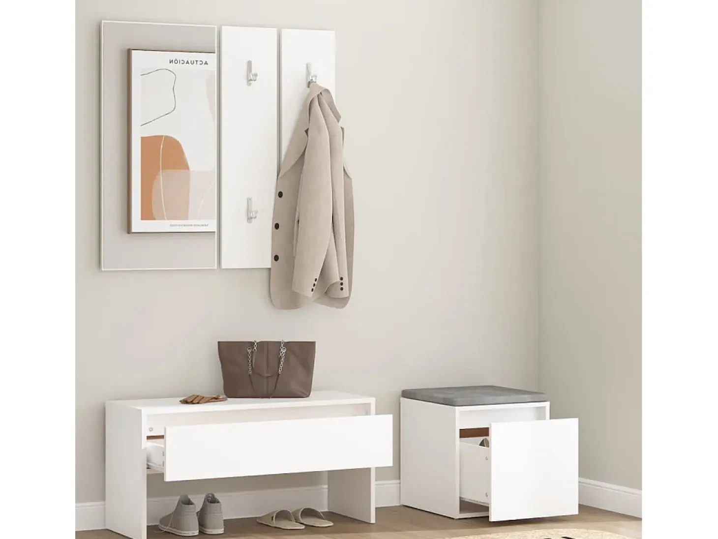 Juego de muebles de recibidor madera contrachapada blanco ES549166