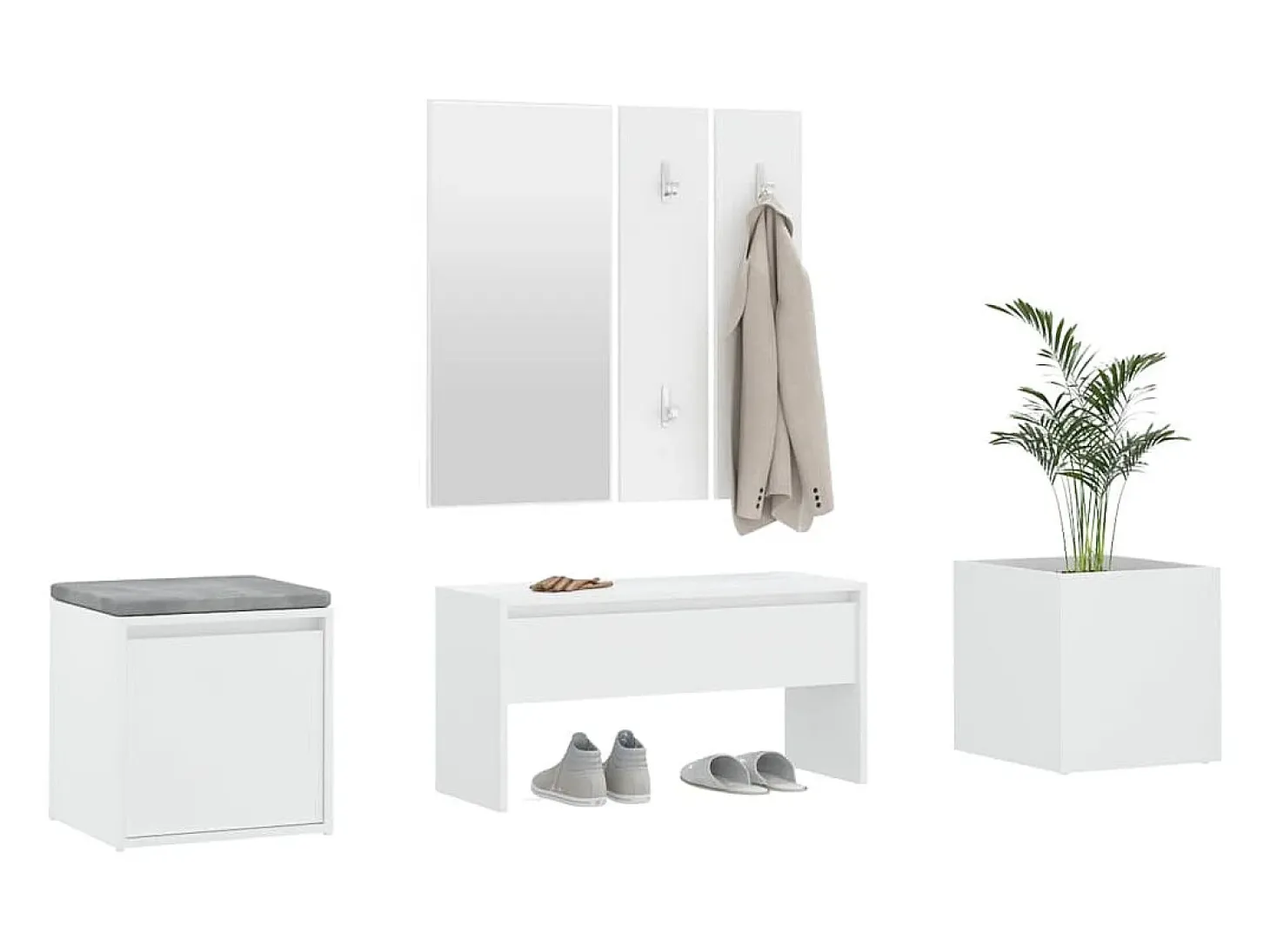 Juego de muebles de recibidor madera contrachapada blanco ES183506