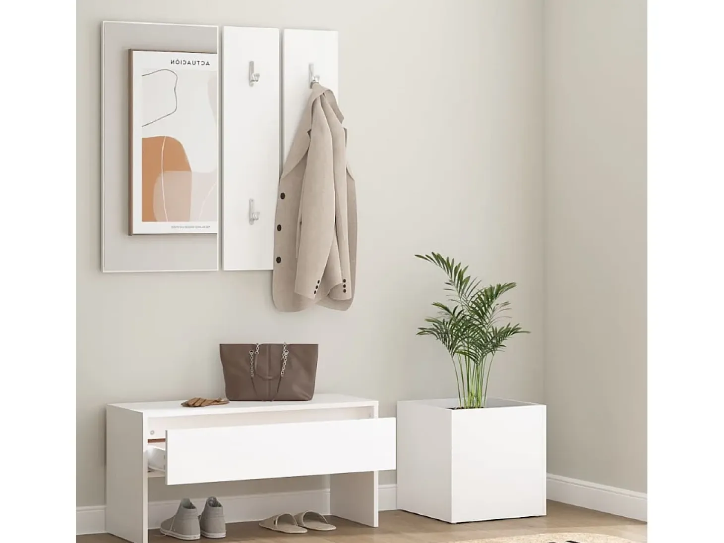 Juego de muebles de recibidor madera contrachapada blanco ES607415
