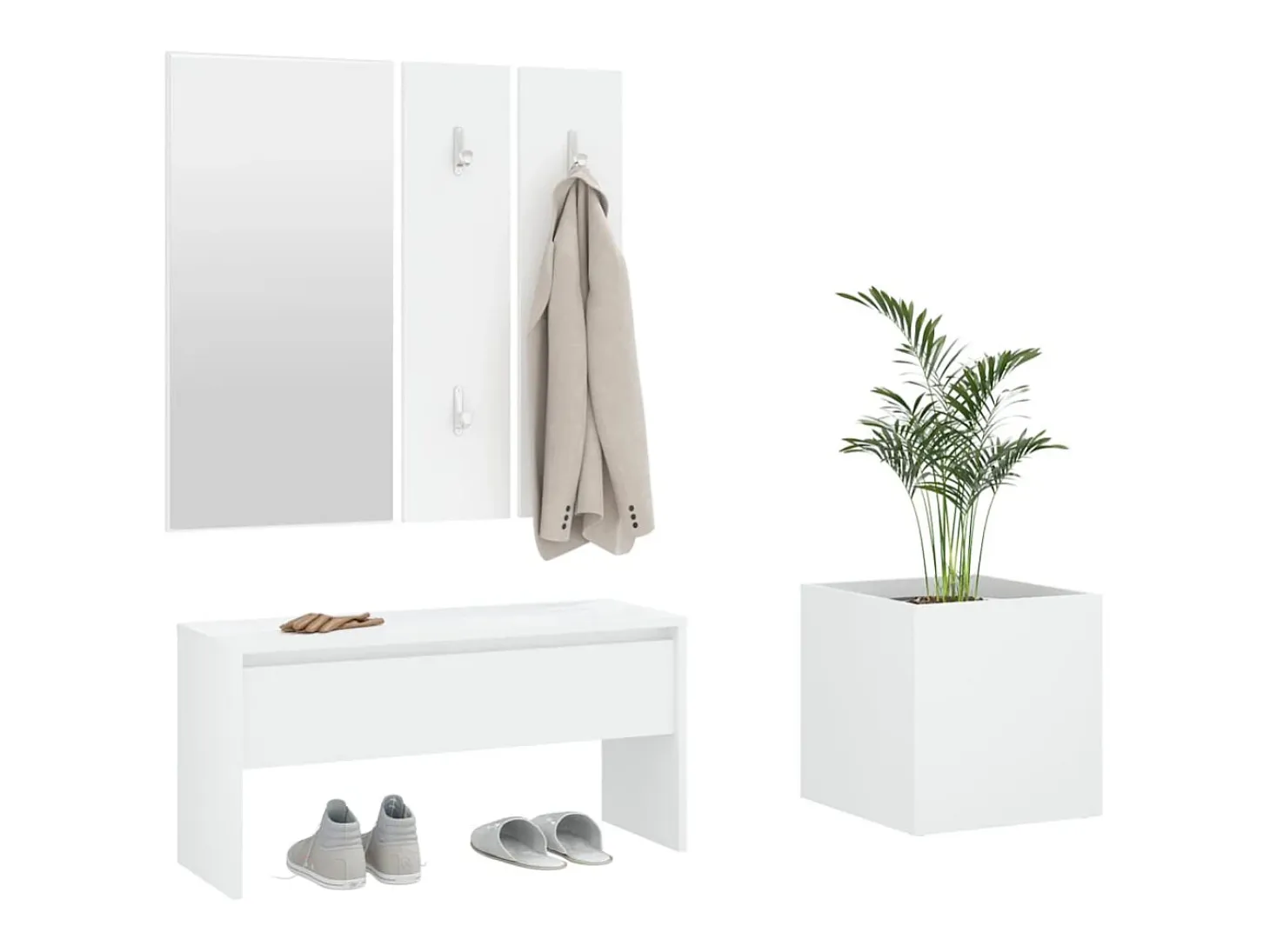 Juego de muebles de recibidor madera contrachapada blanco ES607415