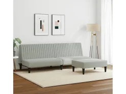 Juego de sofás 2 piezas terciopelo gris claro