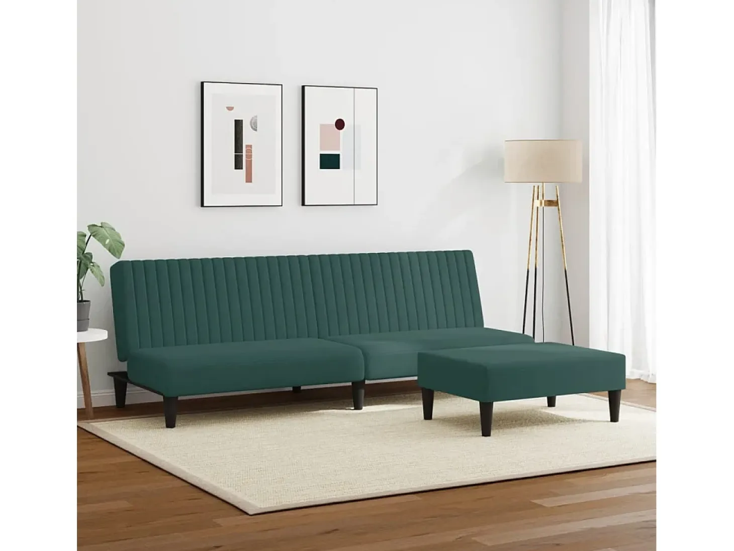 Juego de sofás 2 piezas terciopelo verde oscuro