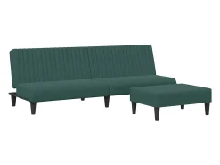 Juego de sofás 2 piezas terciopelo verde oscuro