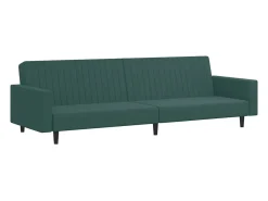 Juego de sofás 2 piezas terciopelo verde oscuro