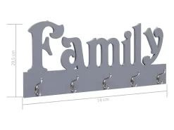 Kadri Perchero de pared FAMILY gris 74x29,5 cm