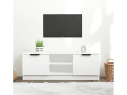 Kaelyn Mueble de TV madera contrachapada blanco 102x35x36,5 cm