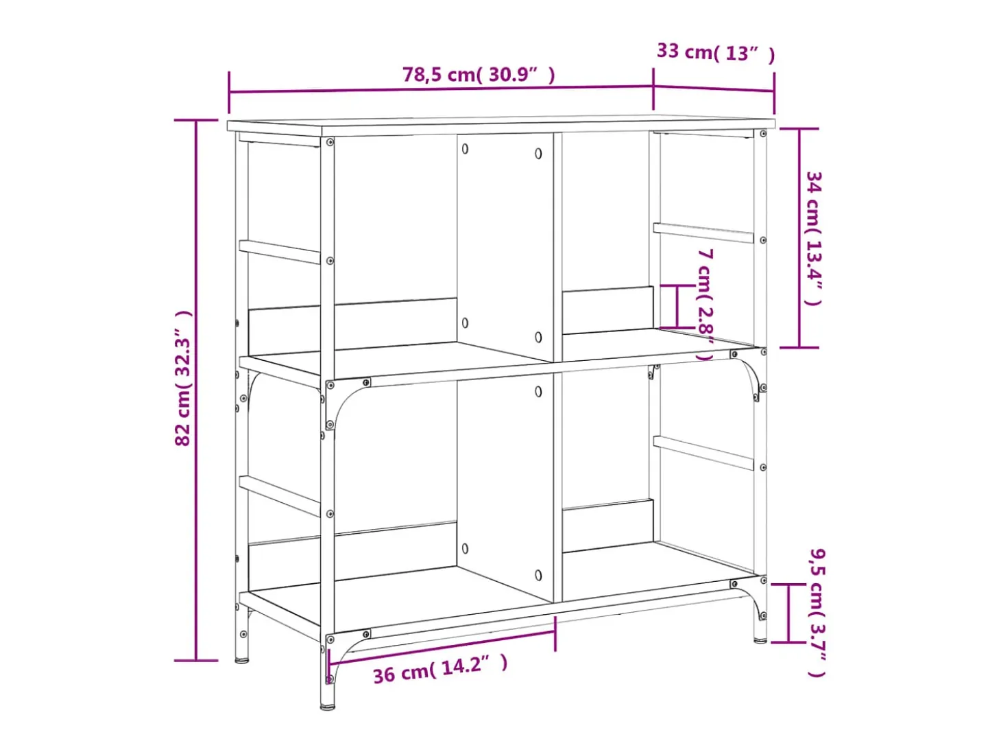 Keith Estantería de madera de ingeniería roble Sonoma 78,5x33x82 cm