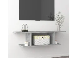 Kiandra Mueble de TV de pared gris hormigón 103x30x26,5 cm